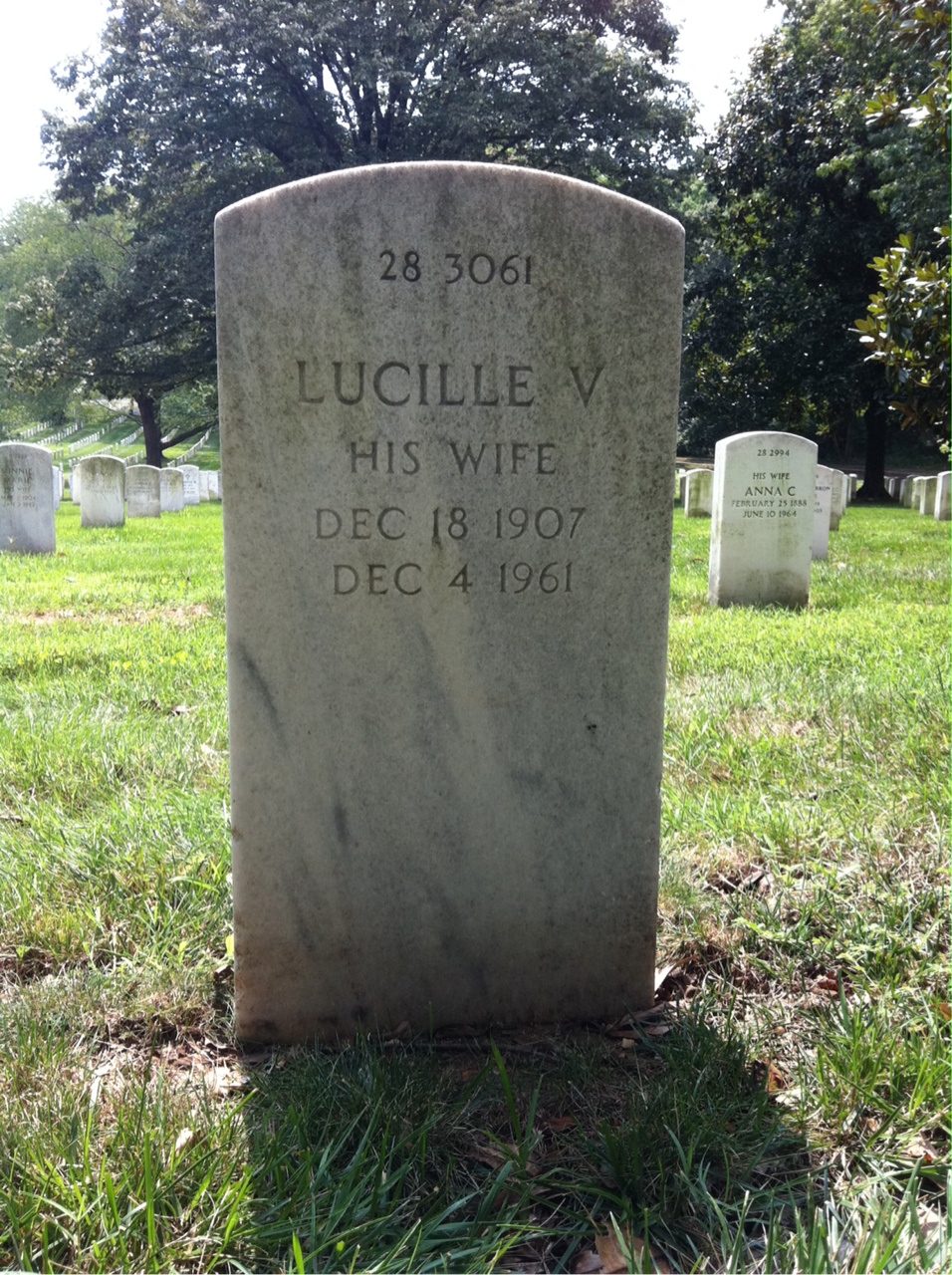 Back of headstone — Lucille Cox