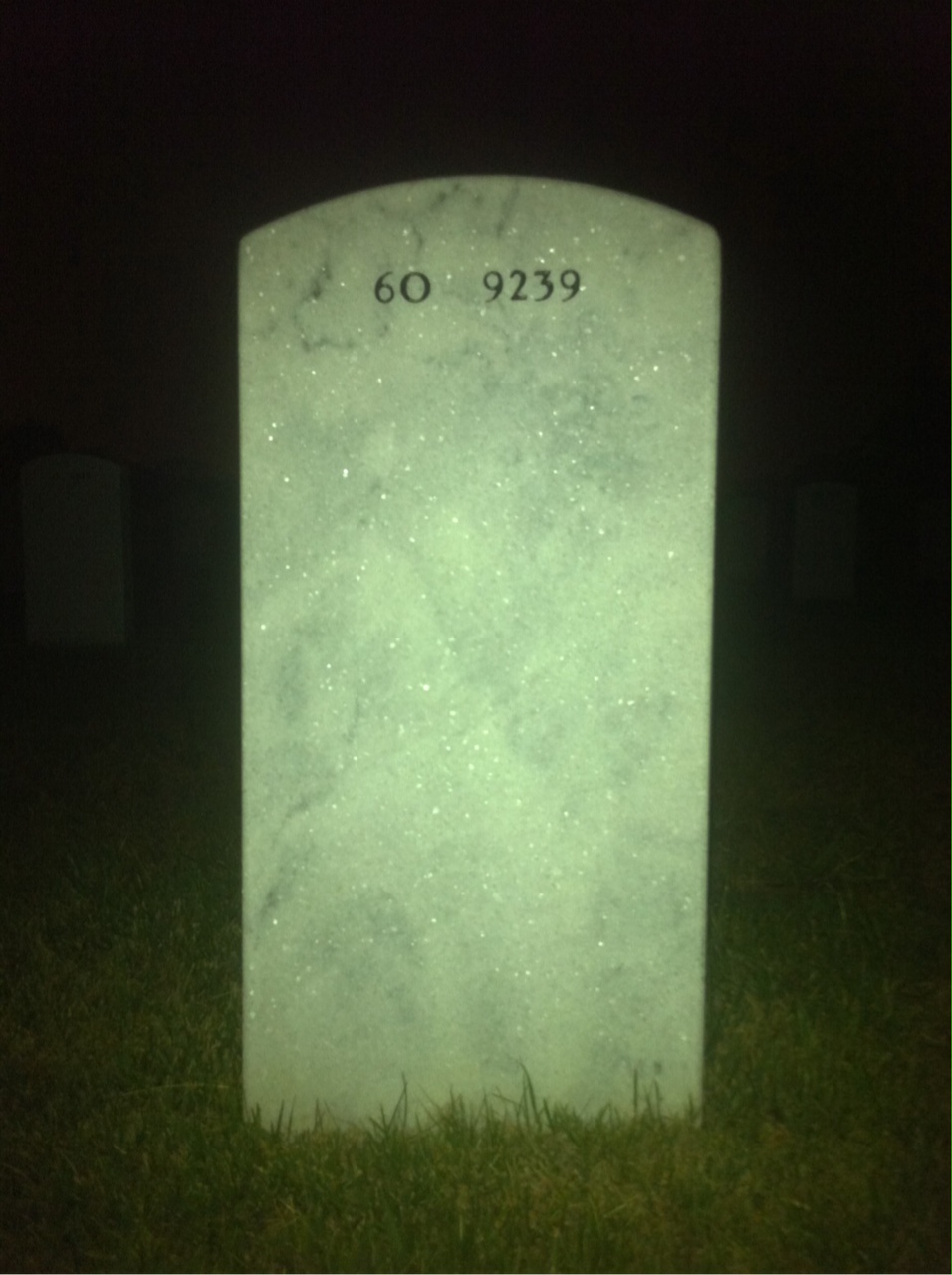Back of headstone — Olen Thornton
