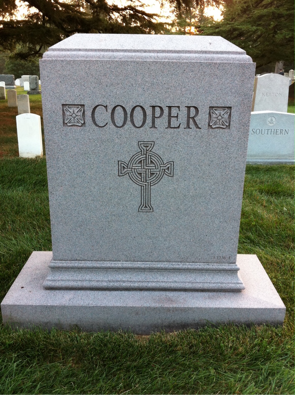 Back of headstone — Nathan Cooper
