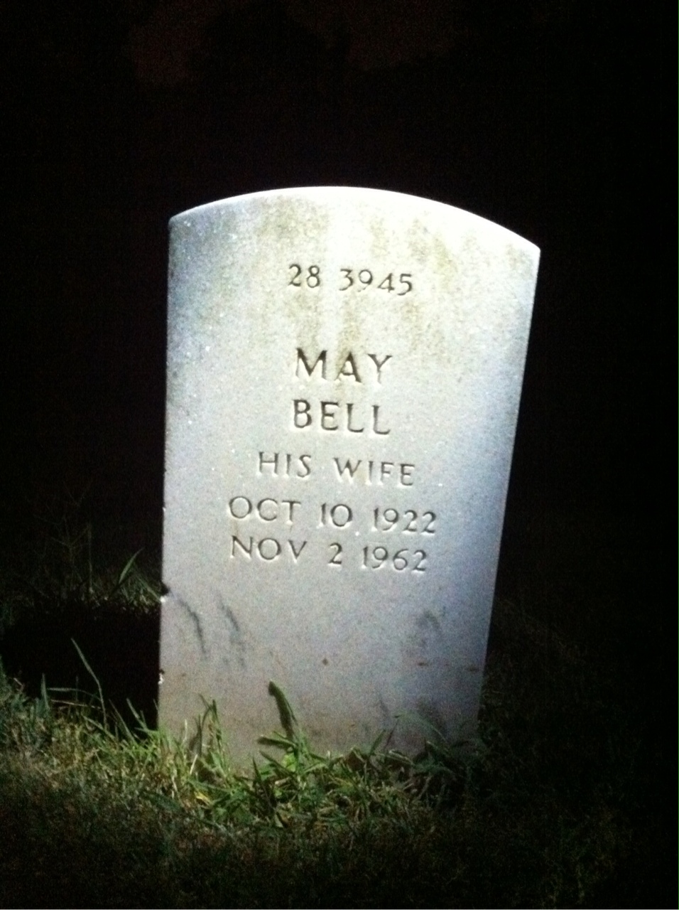 Back of headstone — Willie Stocks