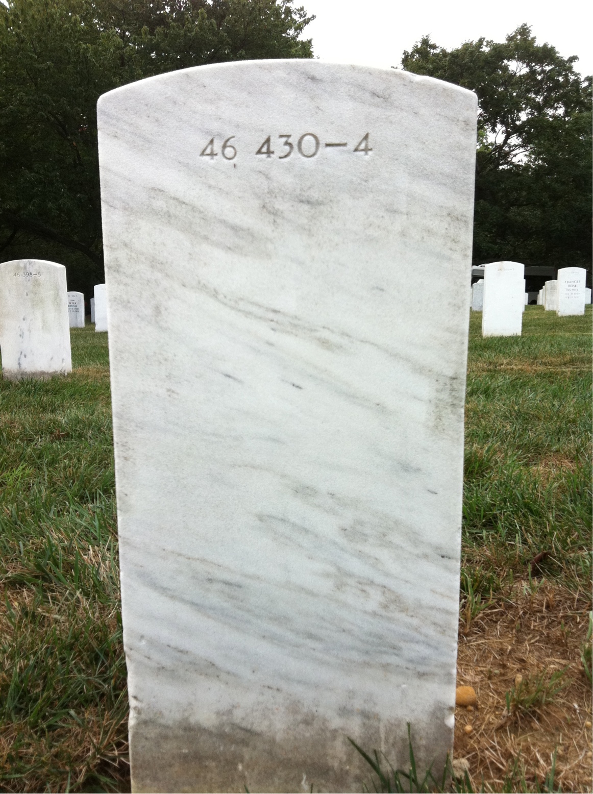 Back of headstone — Irma Corcoran