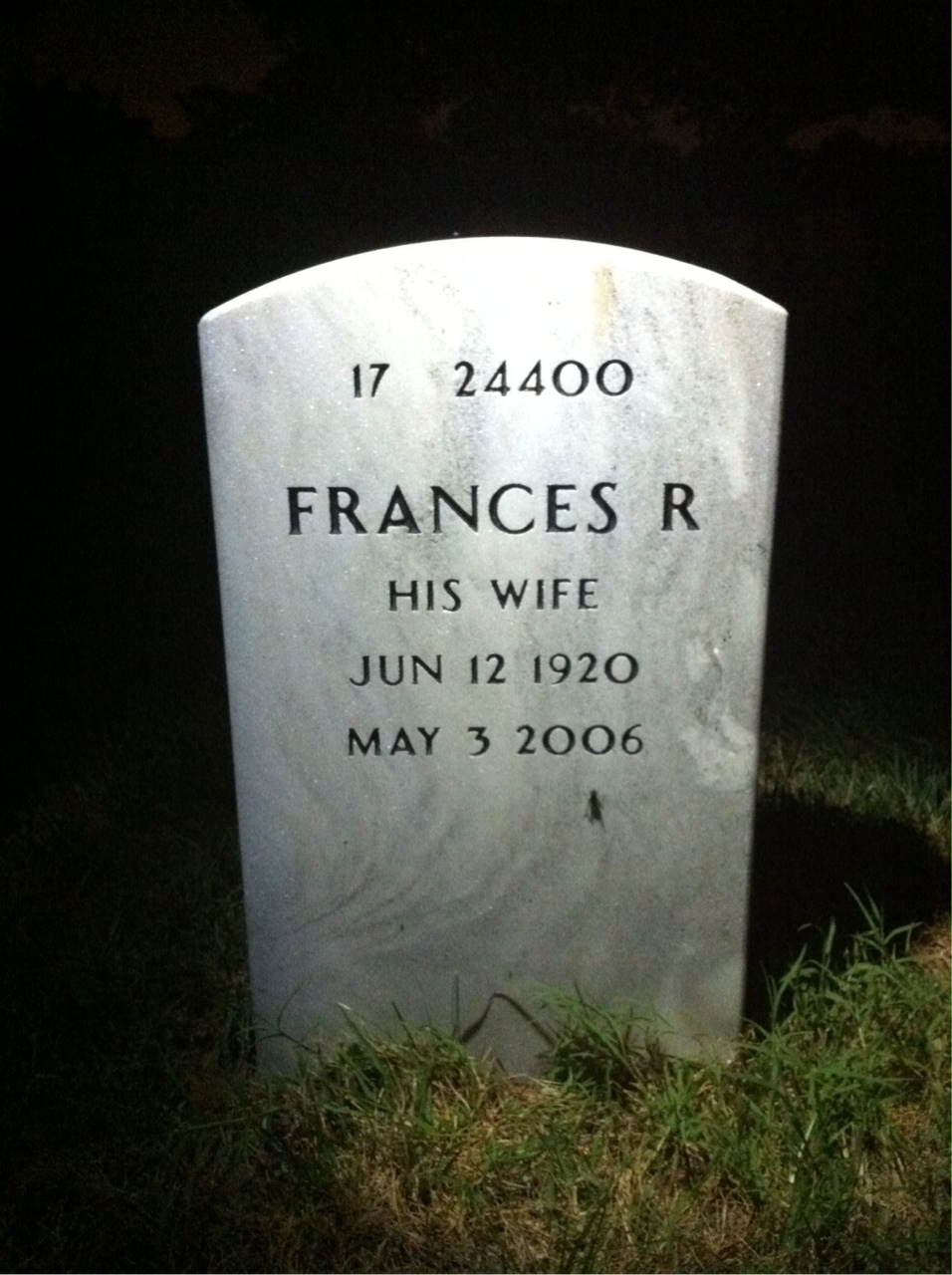 Back of headstone — Roger Keegan
