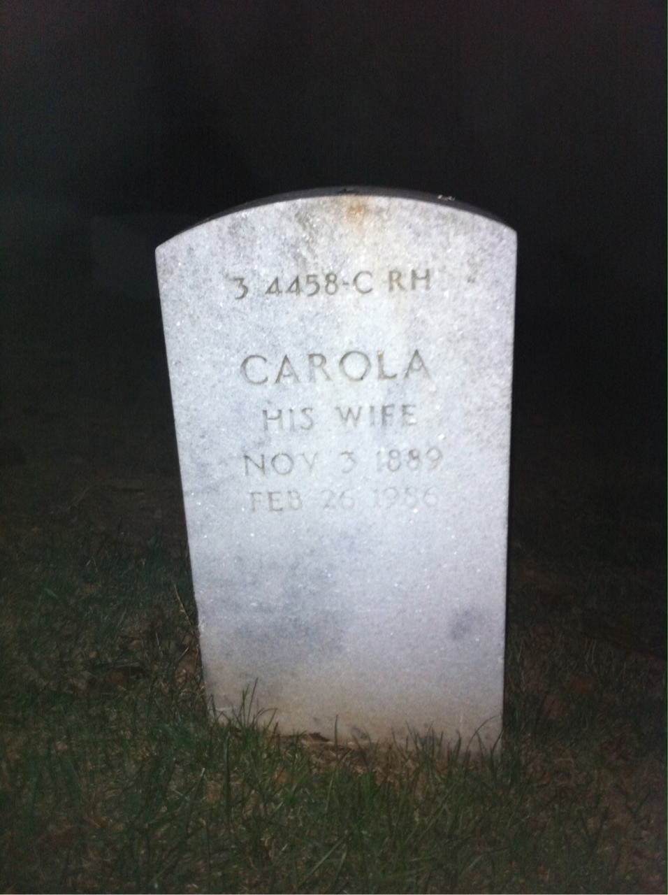 Back of headstone — Carola Allsopp