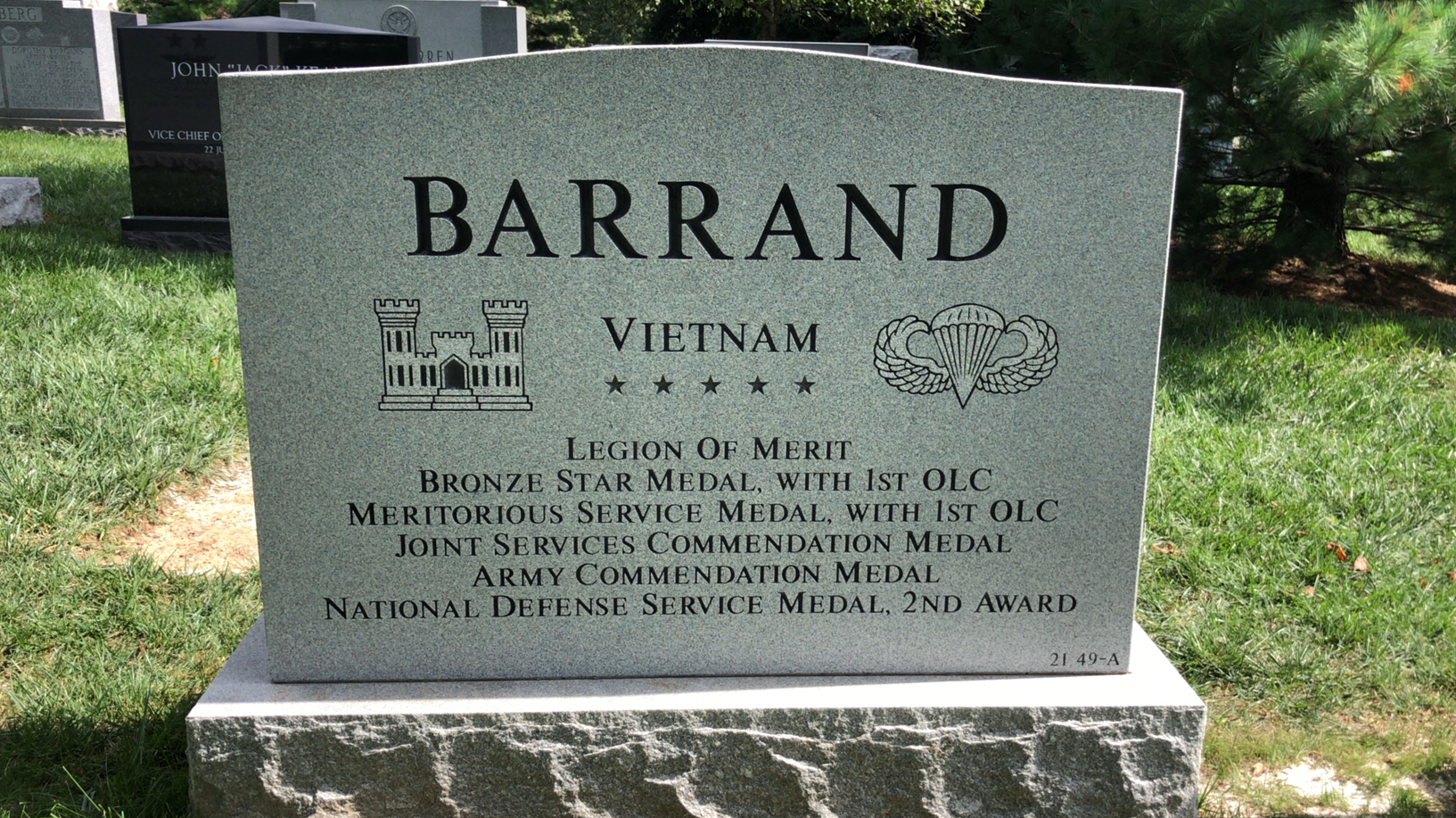 Back of headstone — Kerwood Barrand