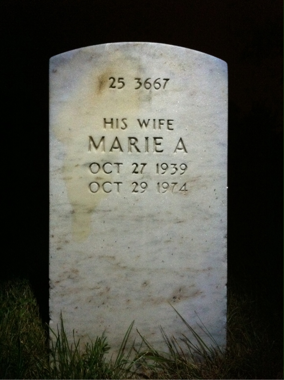 Back of headstone — Eugene Albert
