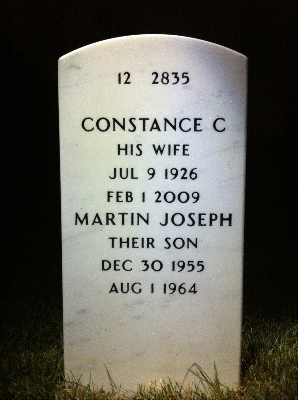 Back of headstone — John Goodman