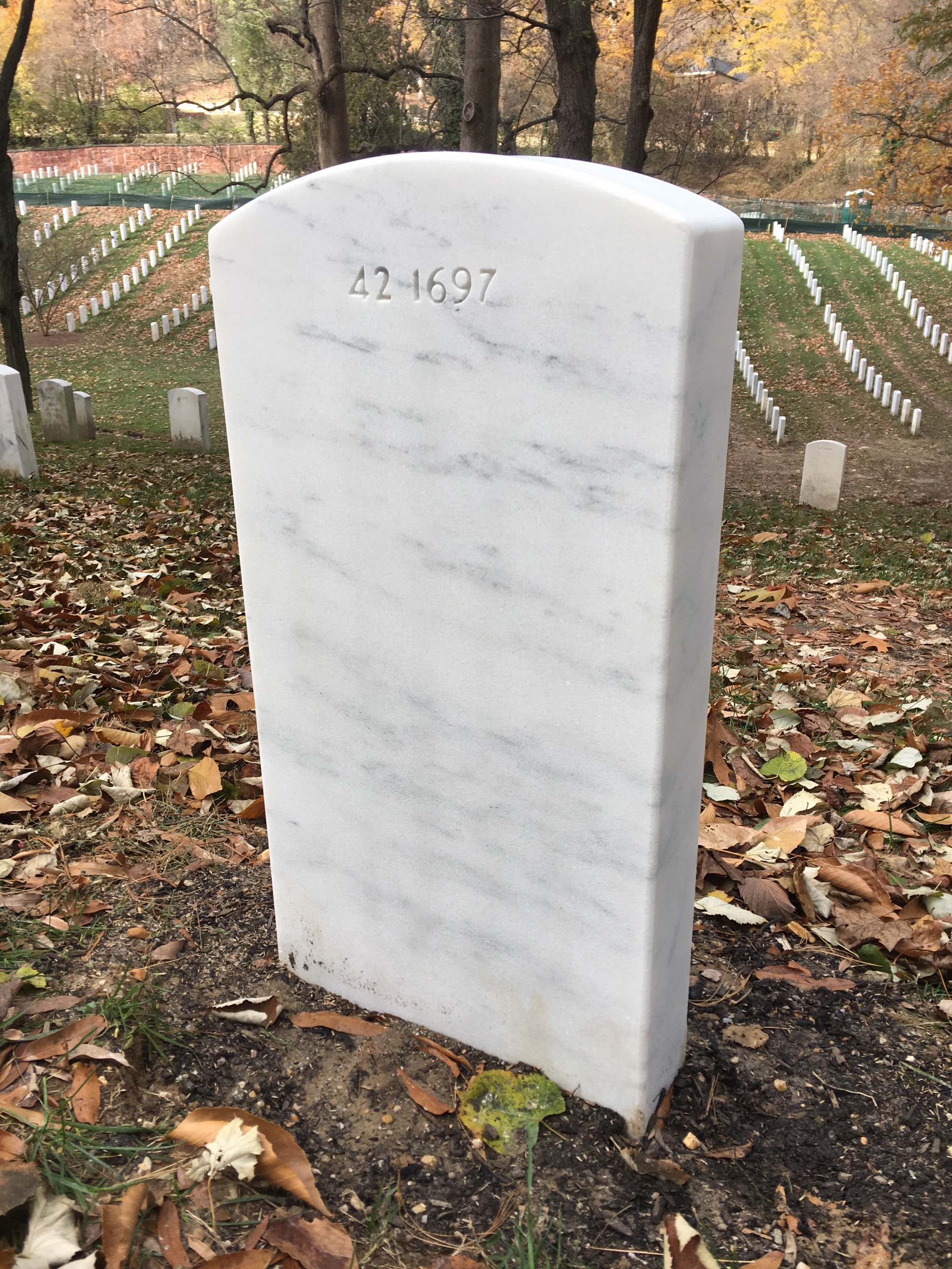 Back of headstone — William Anthony Washington