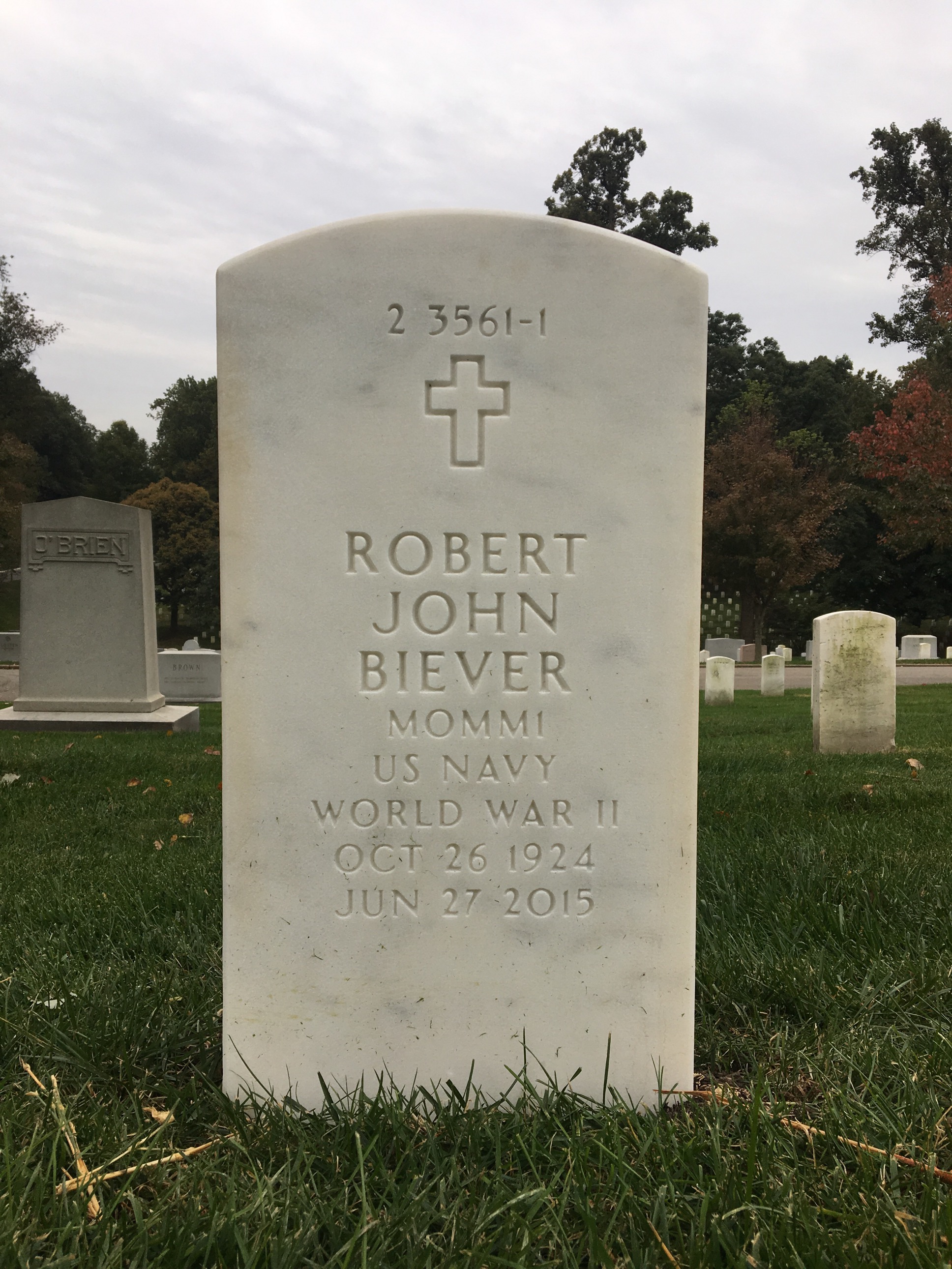 Back of headstone — Robert Biever