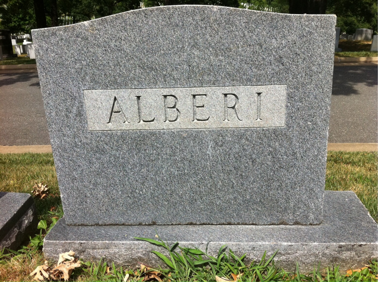 Back of headstone — Carl Alberi