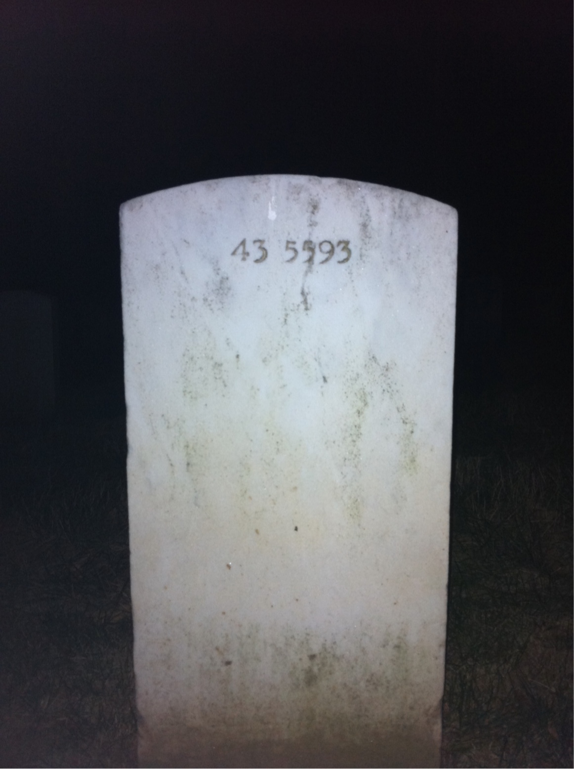 Back of headstone — Robert Adams