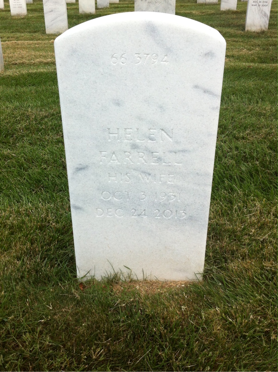 Back of headstone — Keene Peterson