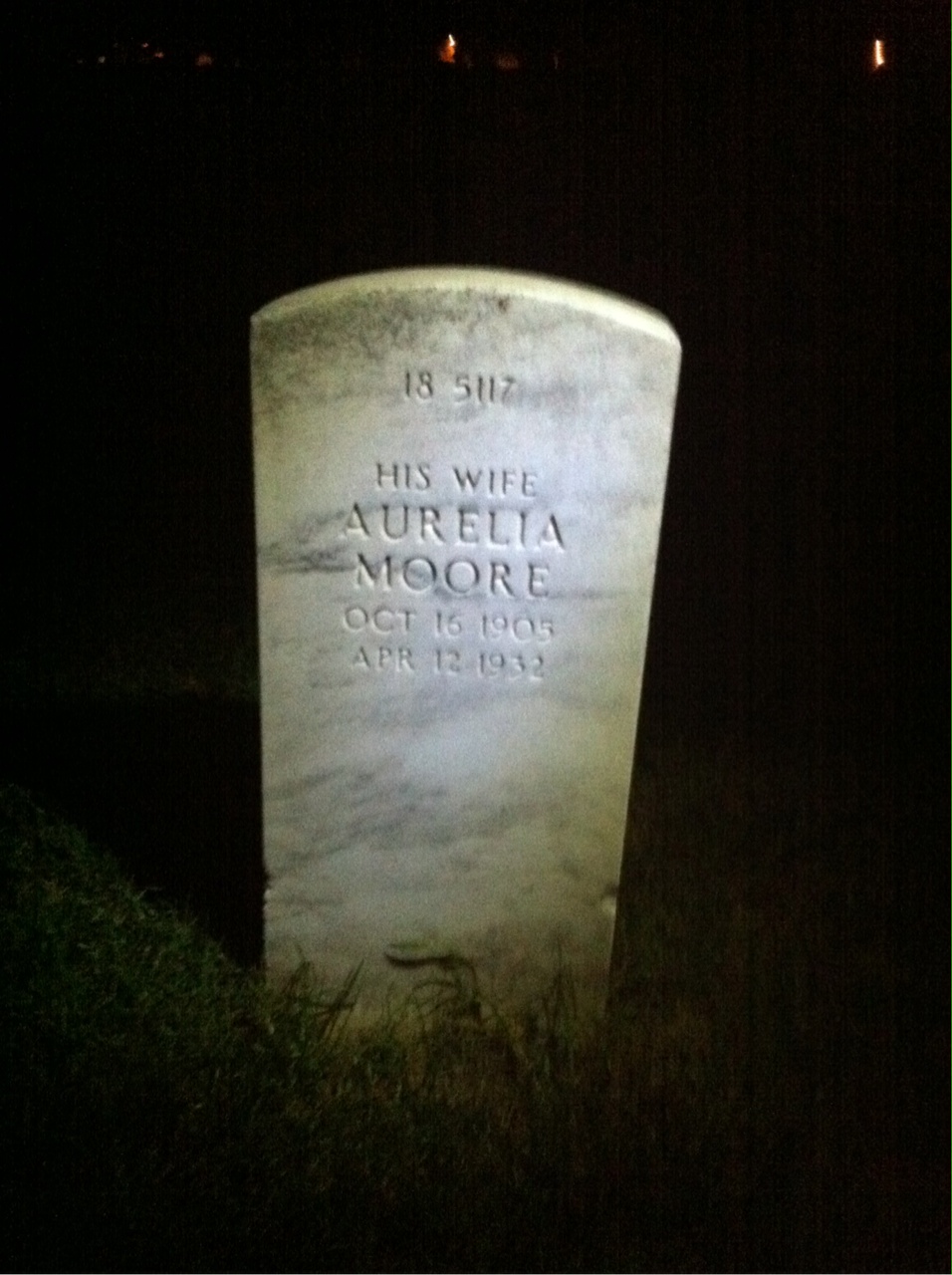 Back of headstone — Aurelia Brackett