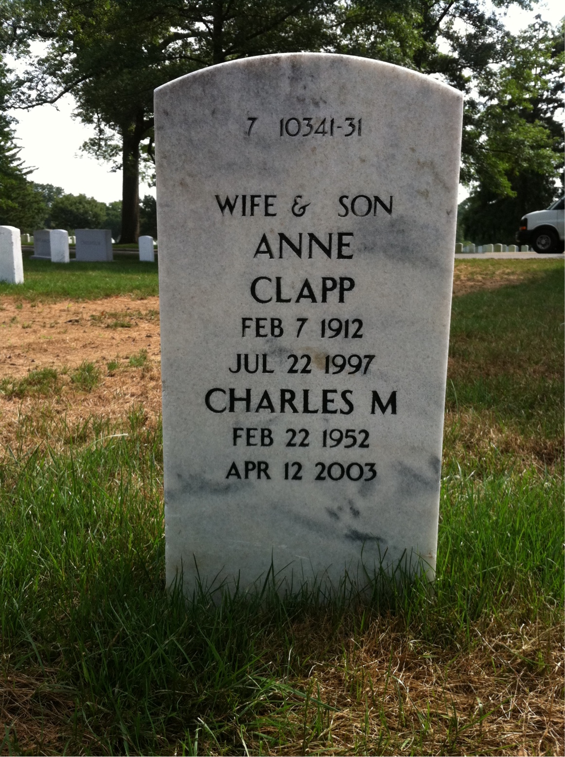 Back of headstone — Charles Mcafee