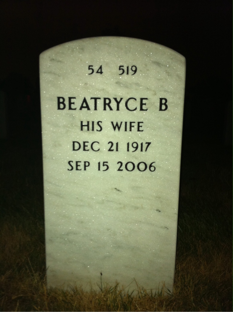 Back of headstone — Robert Deppe