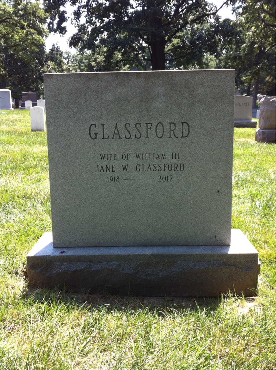 Back of headstone — William Glassford