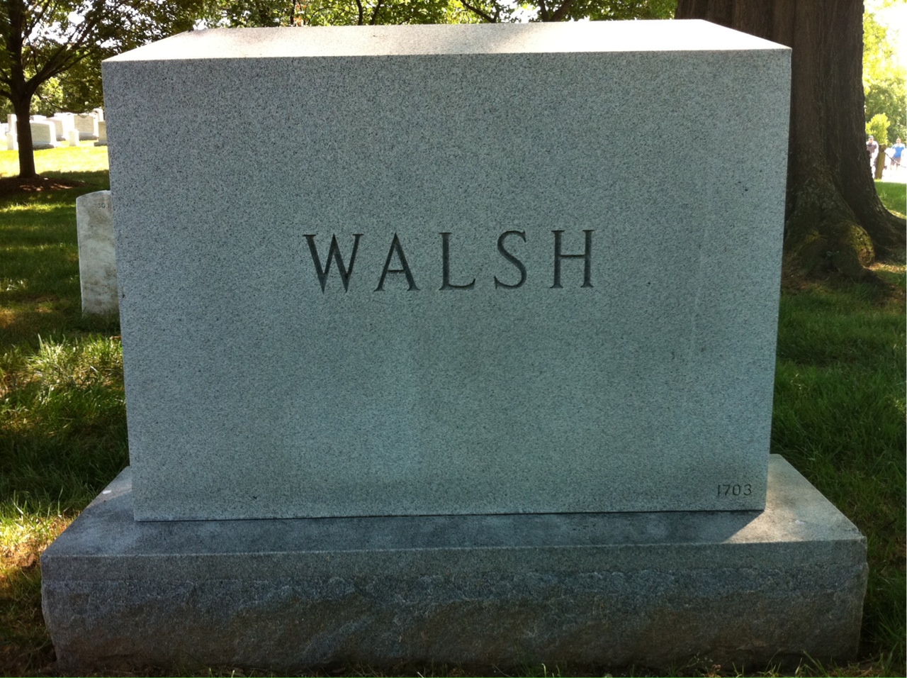 Back of headstone — Thomas Walsh