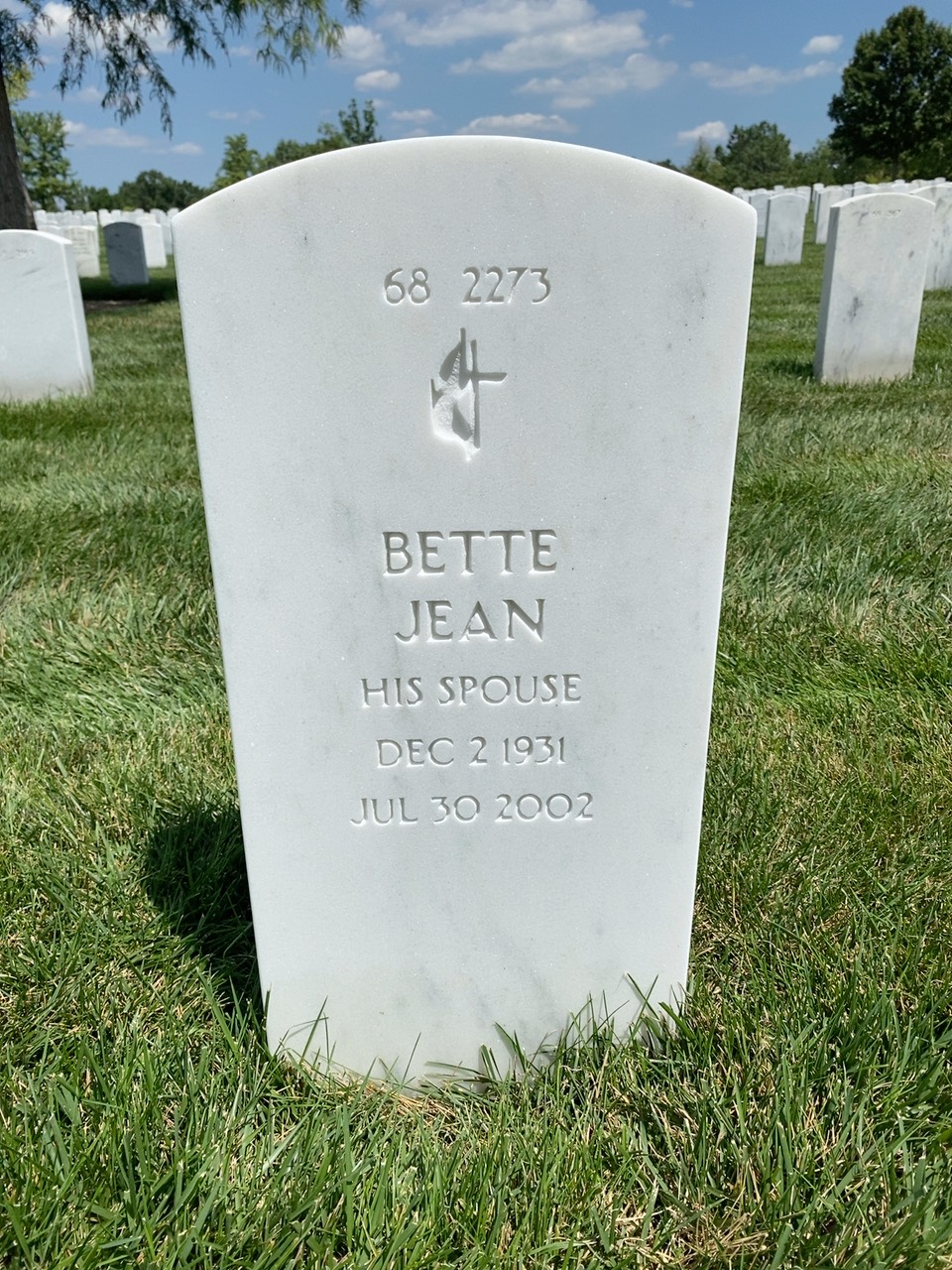 Back of headstone — Ronald Blake