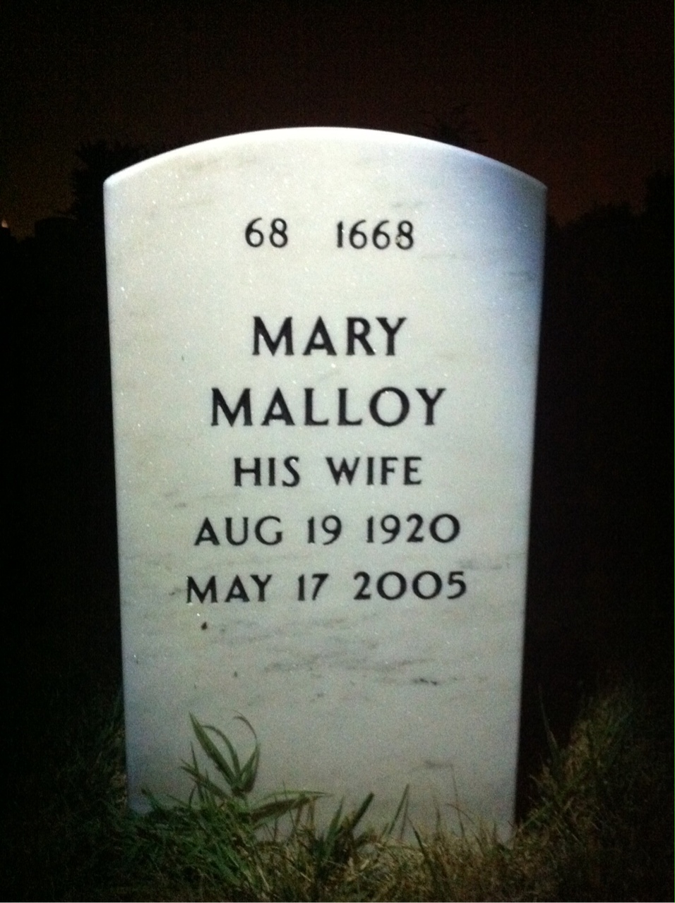 Back of headstone — Martin White