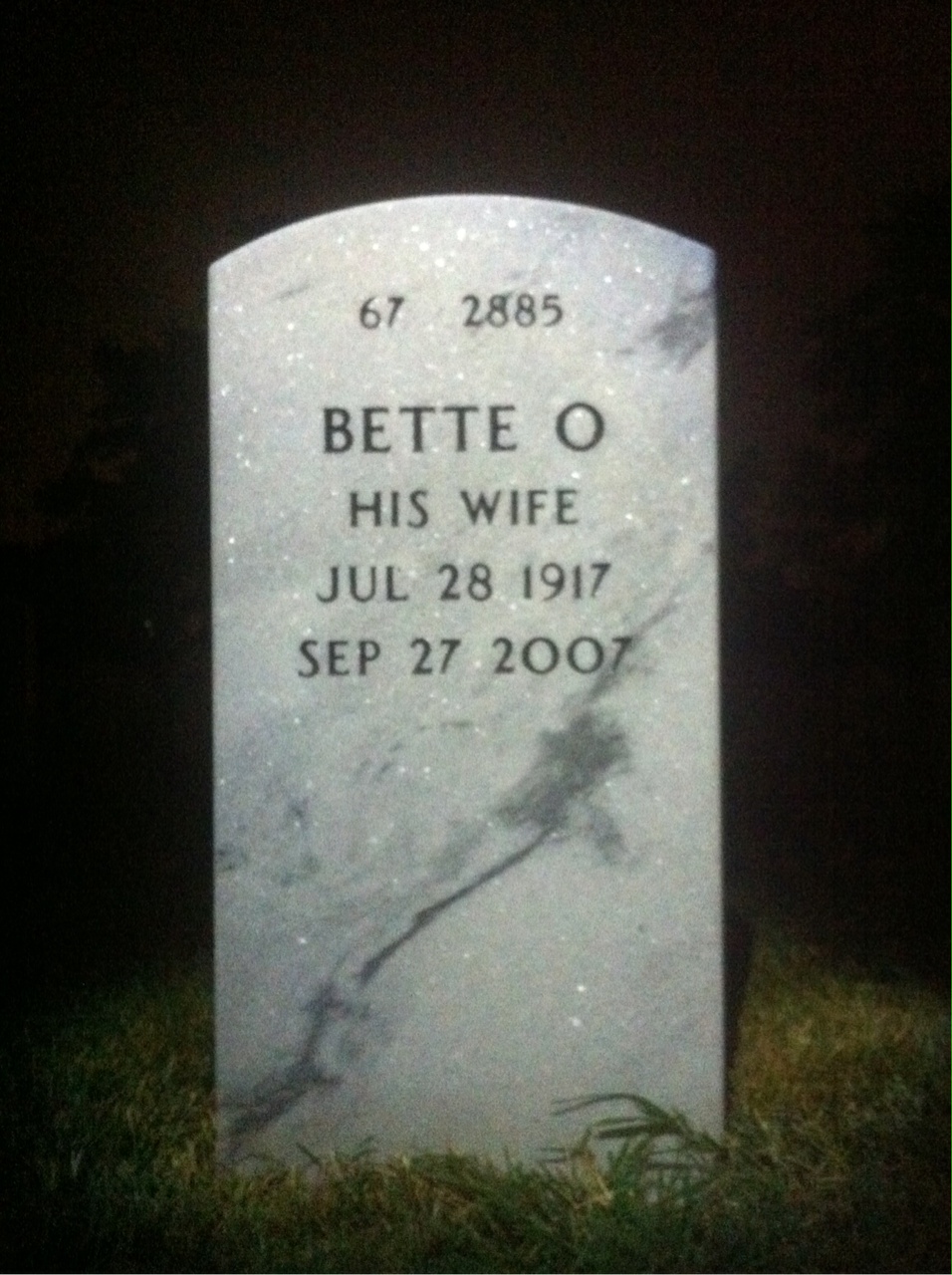 Back of headstone — John Special