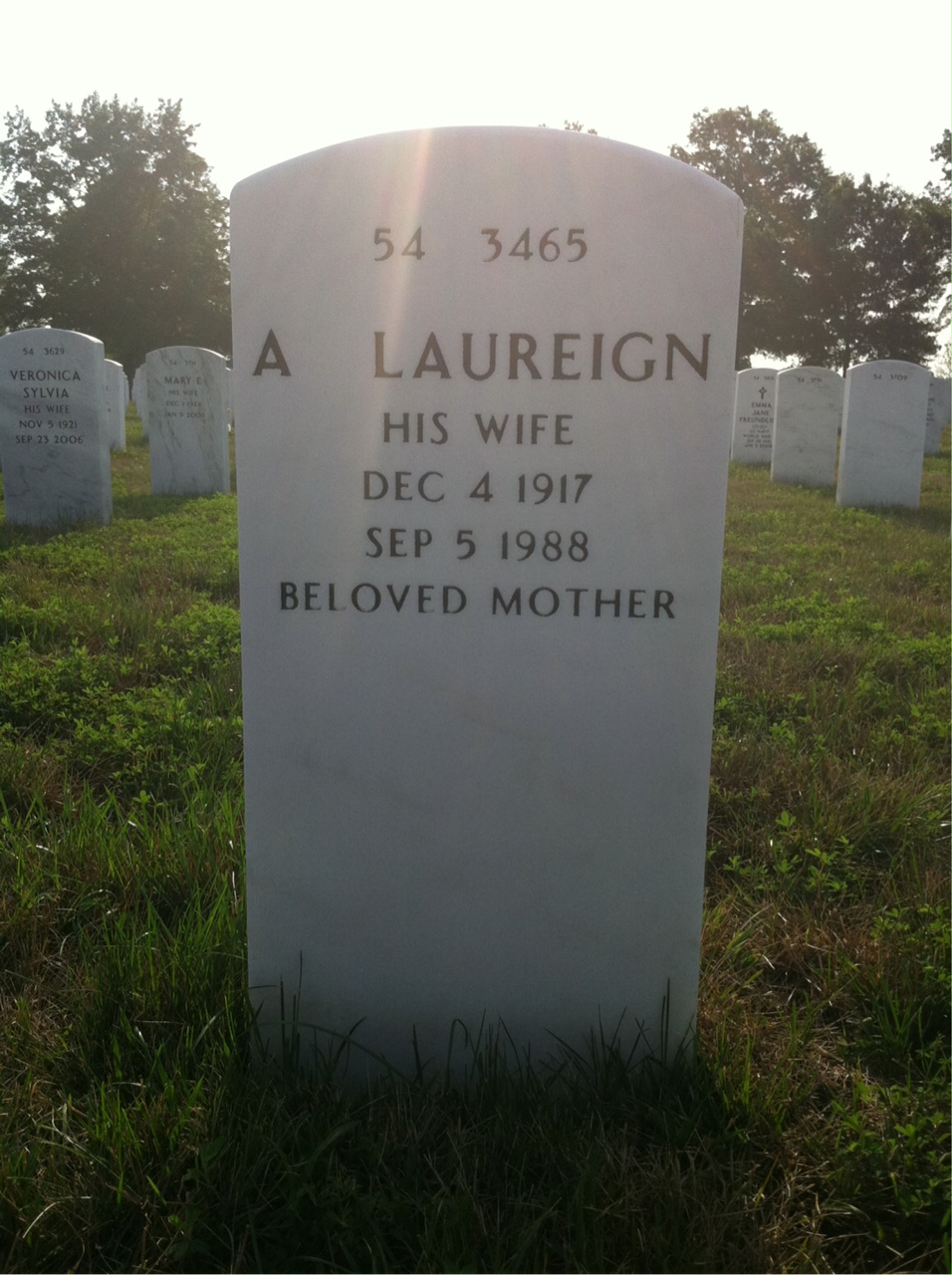 Back of headstone — James Welch