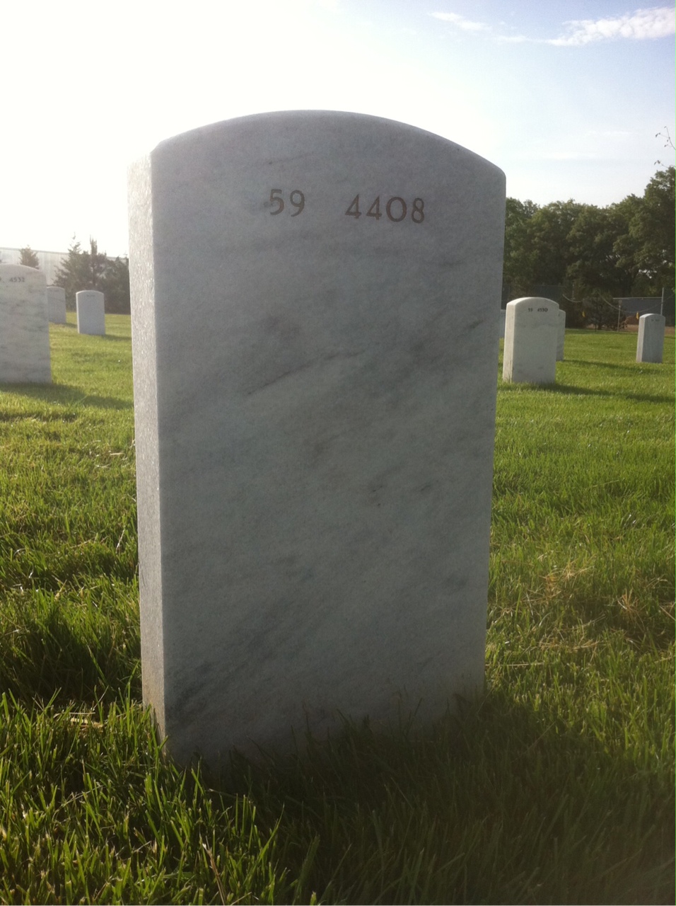 Back of headstone — Vernon Baker