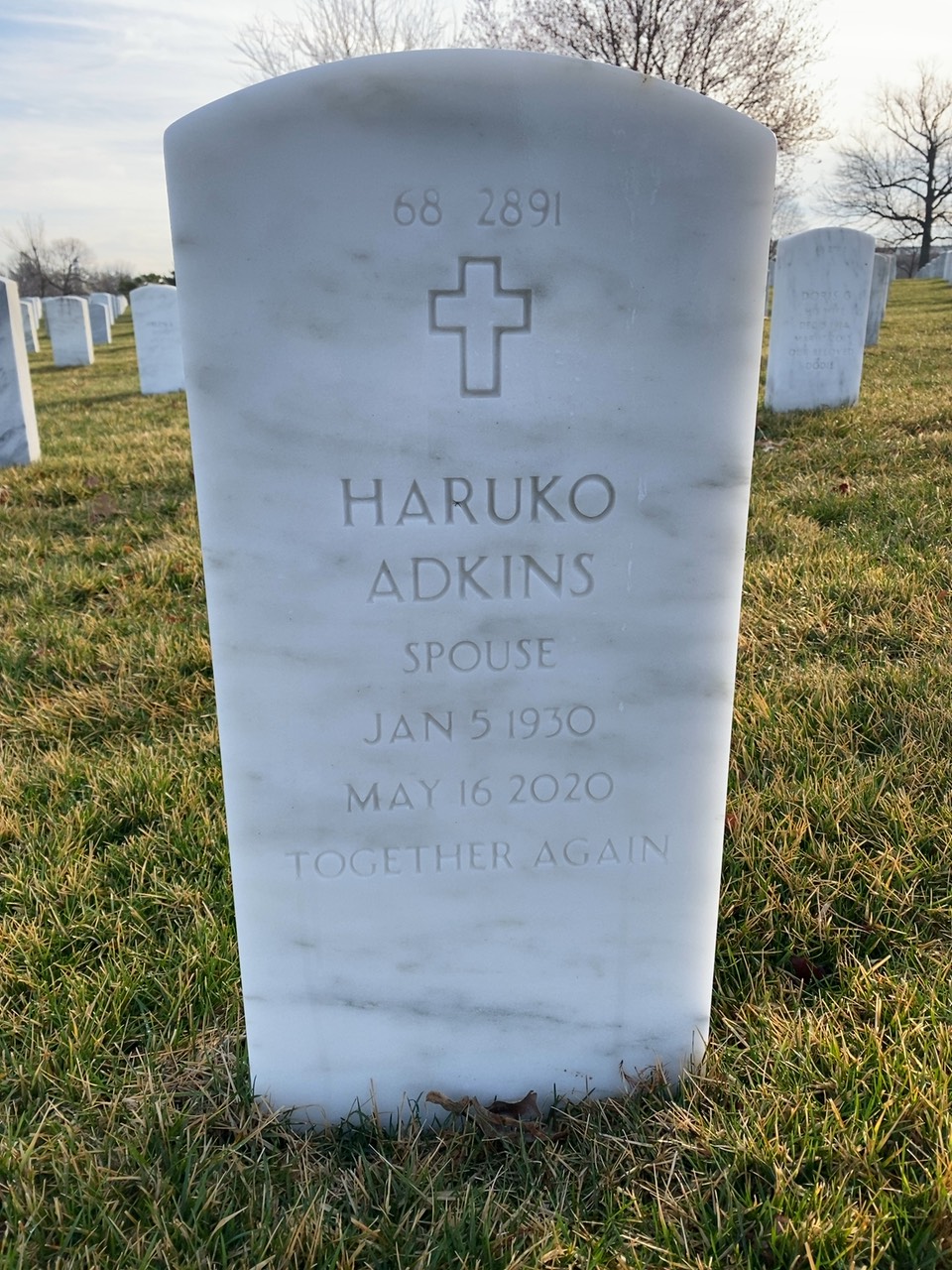 Back of headstone — Earl Adkins