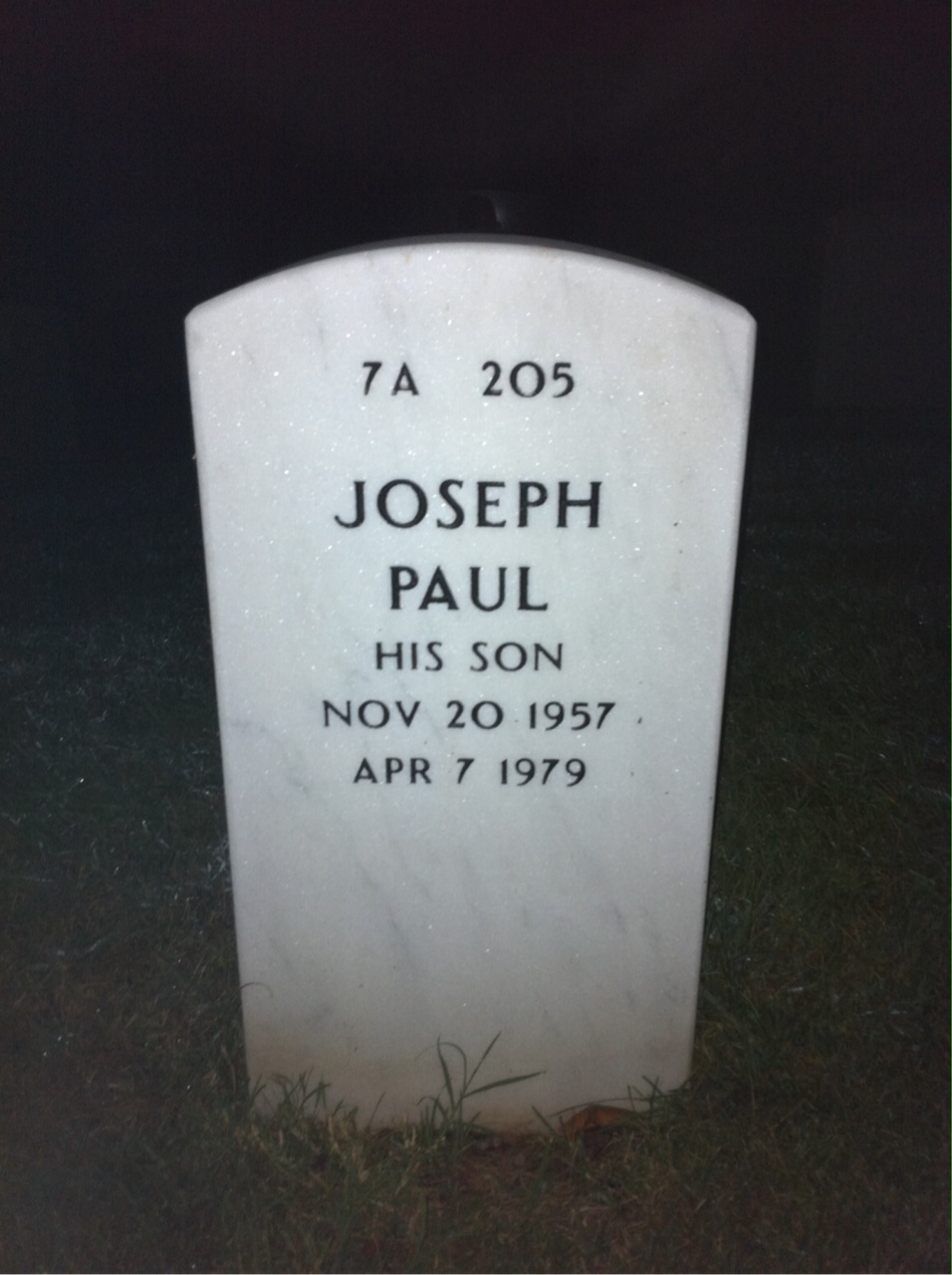 Back of headstone — Robert Joyce