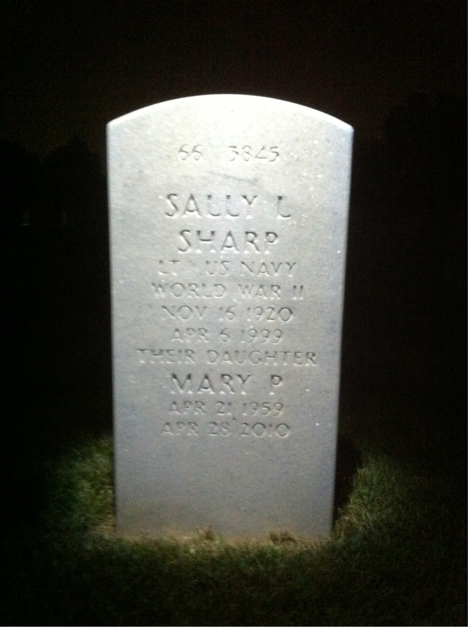 Back of headstone — George Sharp