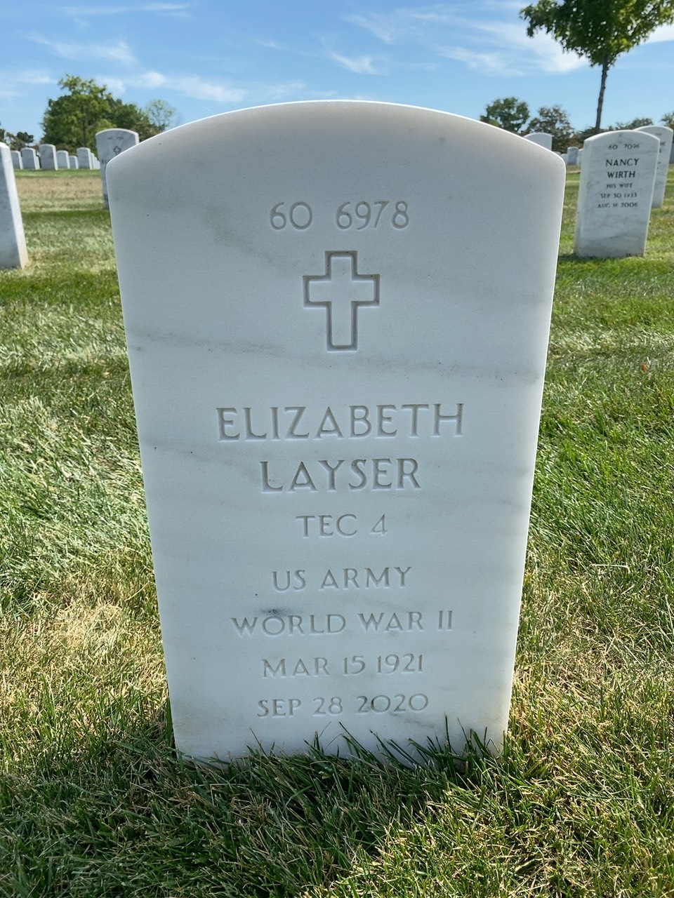 Back of headstone — Perry Layser
