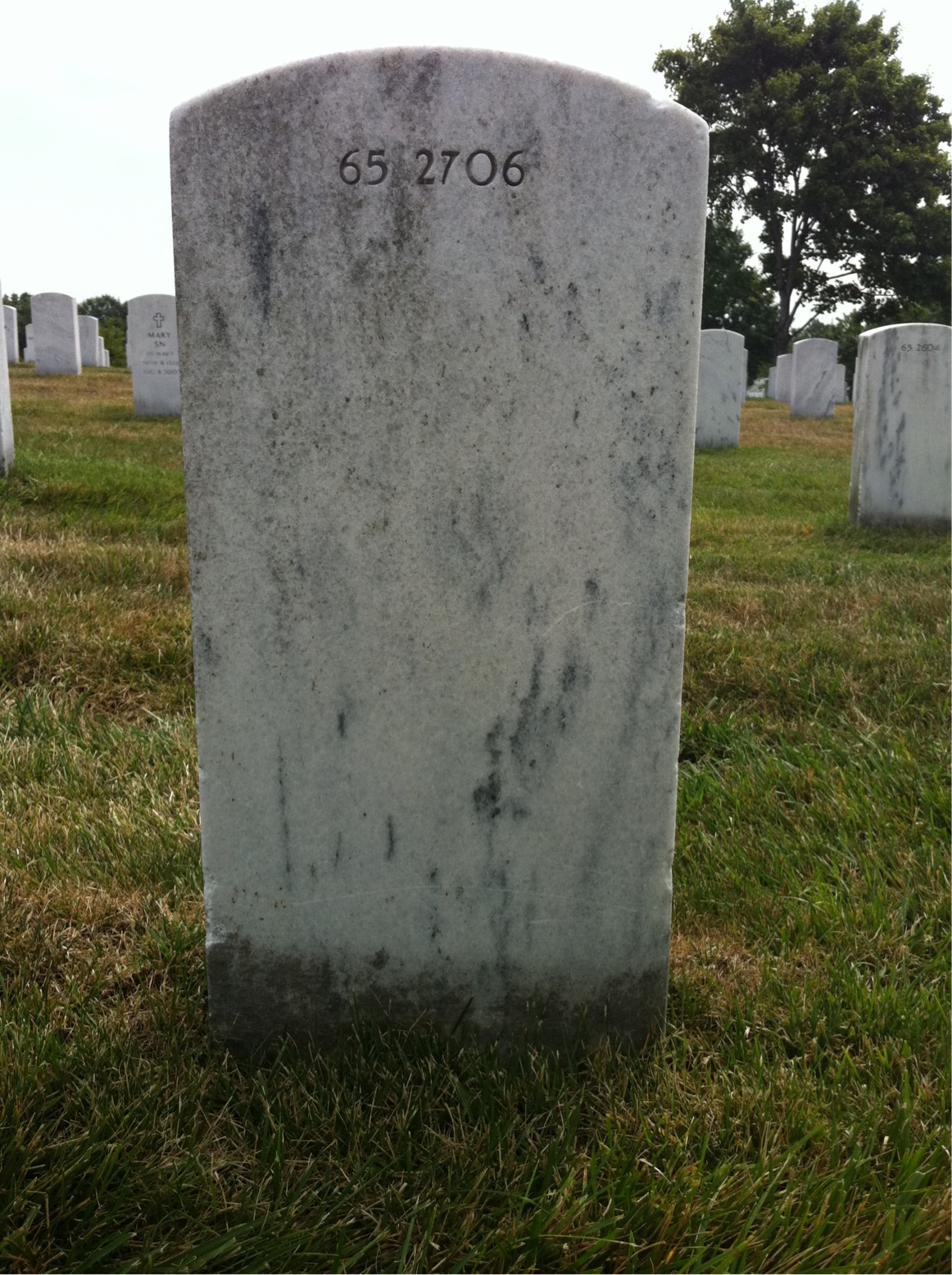 Back of headstone — William H Cline