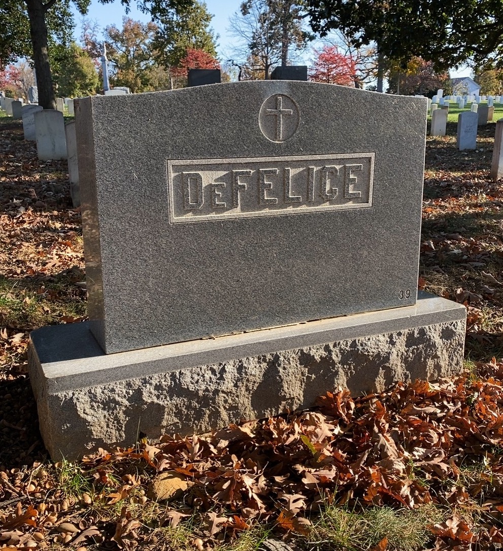 Back of headstone — Benedetto Defelice
