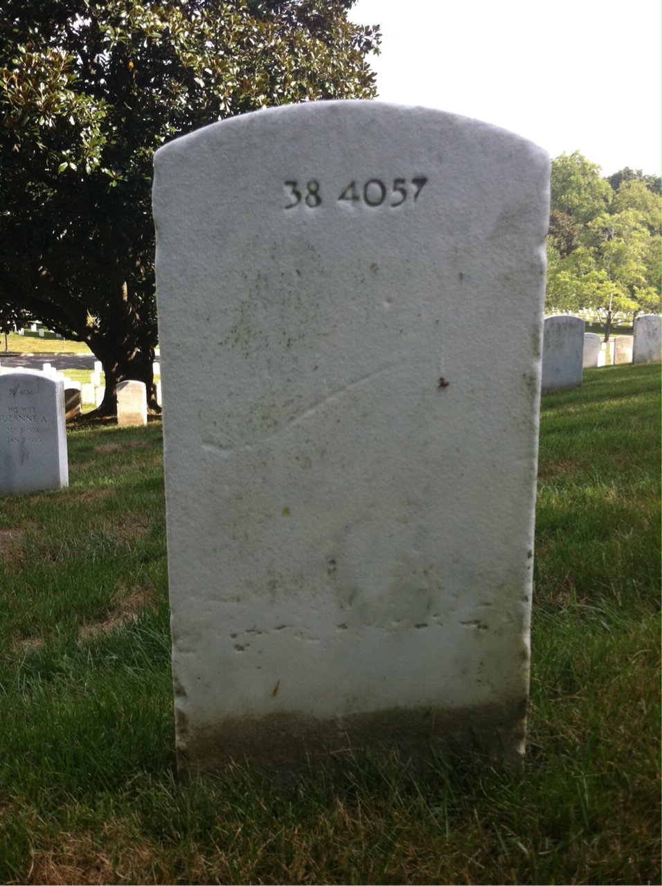 Back of headstone — Edward Alvey