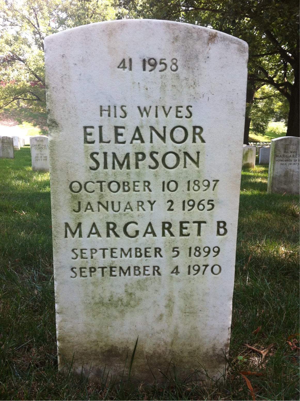 Back of headstone — Margaret Ames