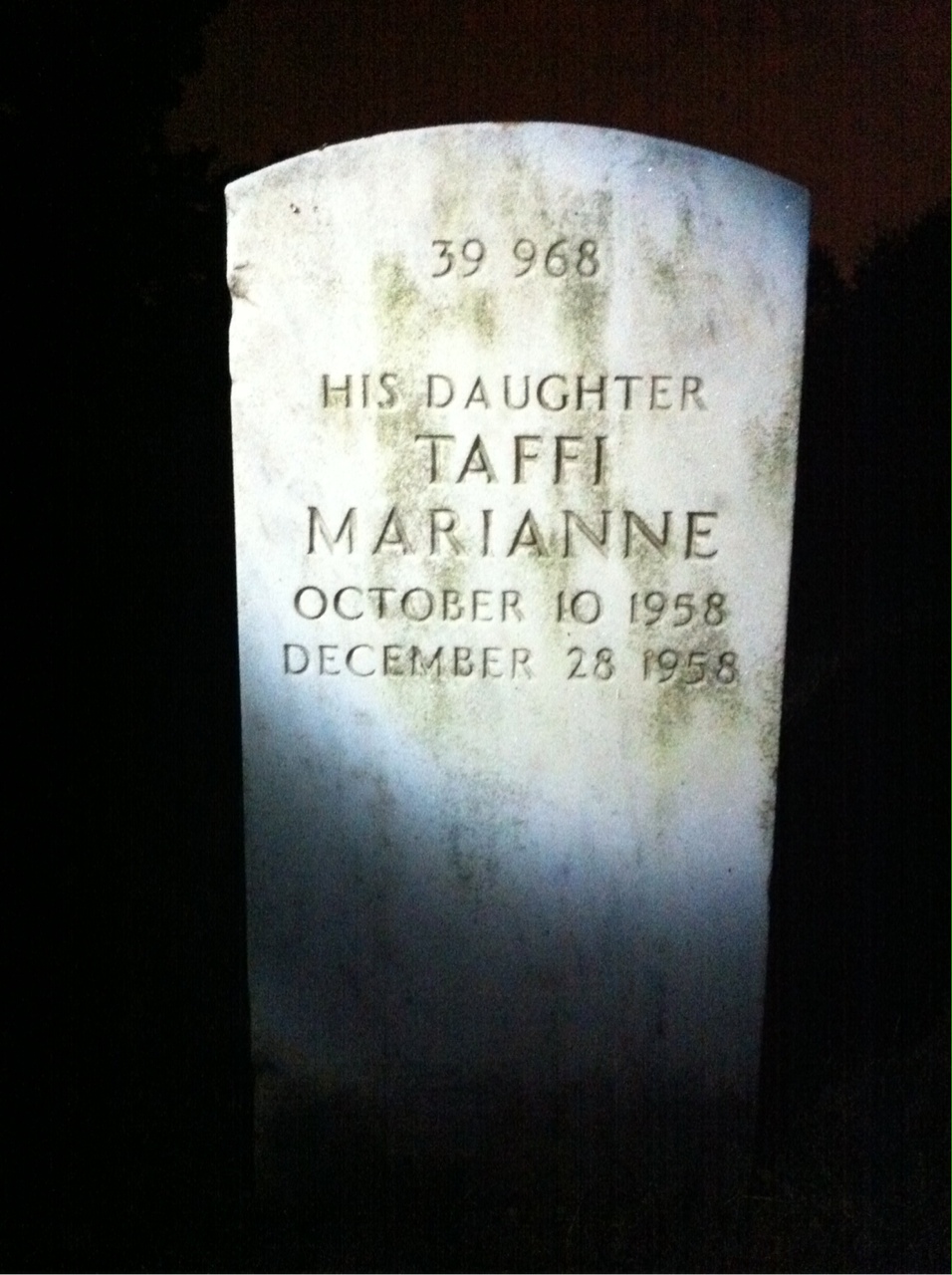 Back of headstone — George Aredes