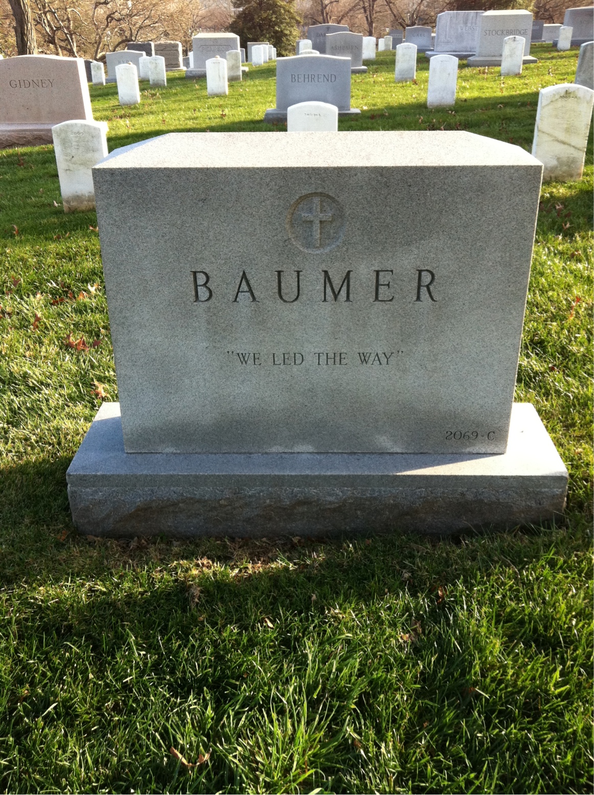 Back of headstone — Alice Baumer