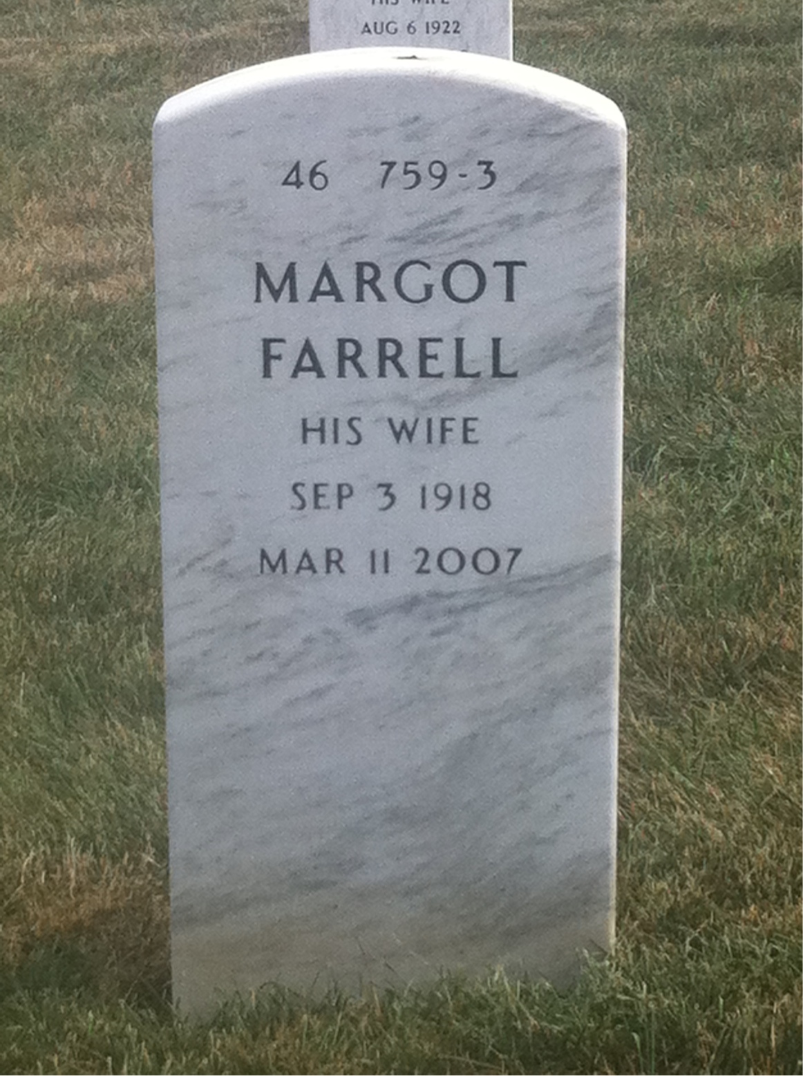 Back of headstone — Charles Brown