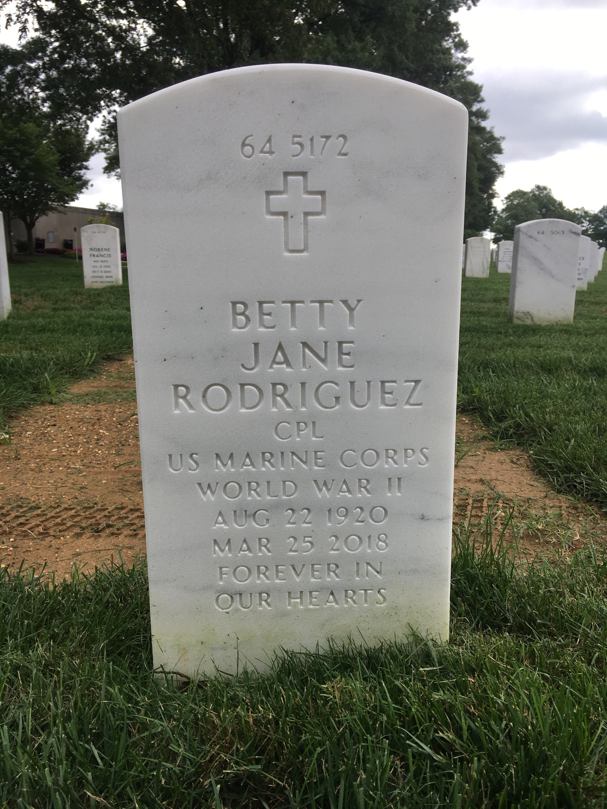 Back of headstone — John Rodriguez