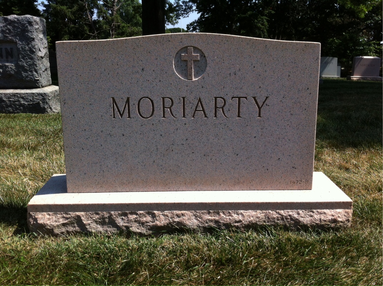 Back of headstone — Richard Moriarty