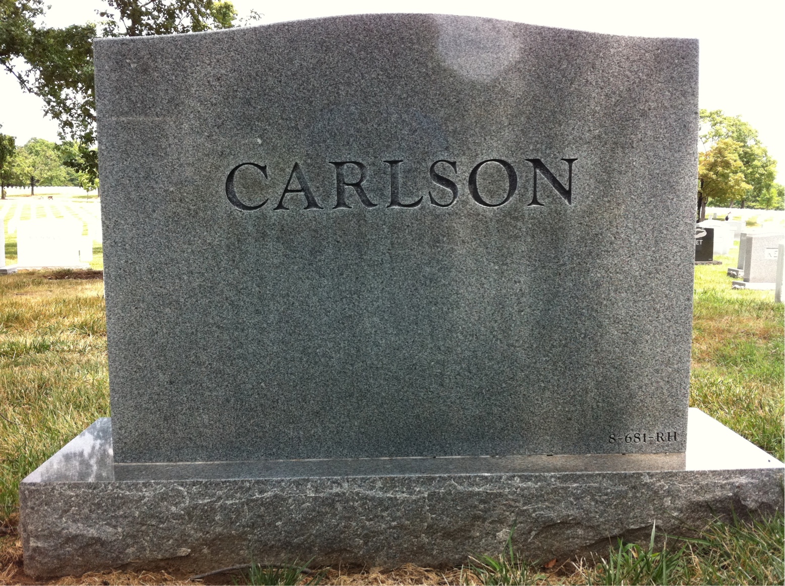 Back of headstone — Robert Carlson