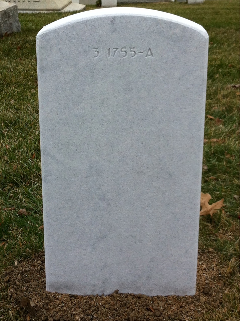 Back of headstone — John Vernon Taylor