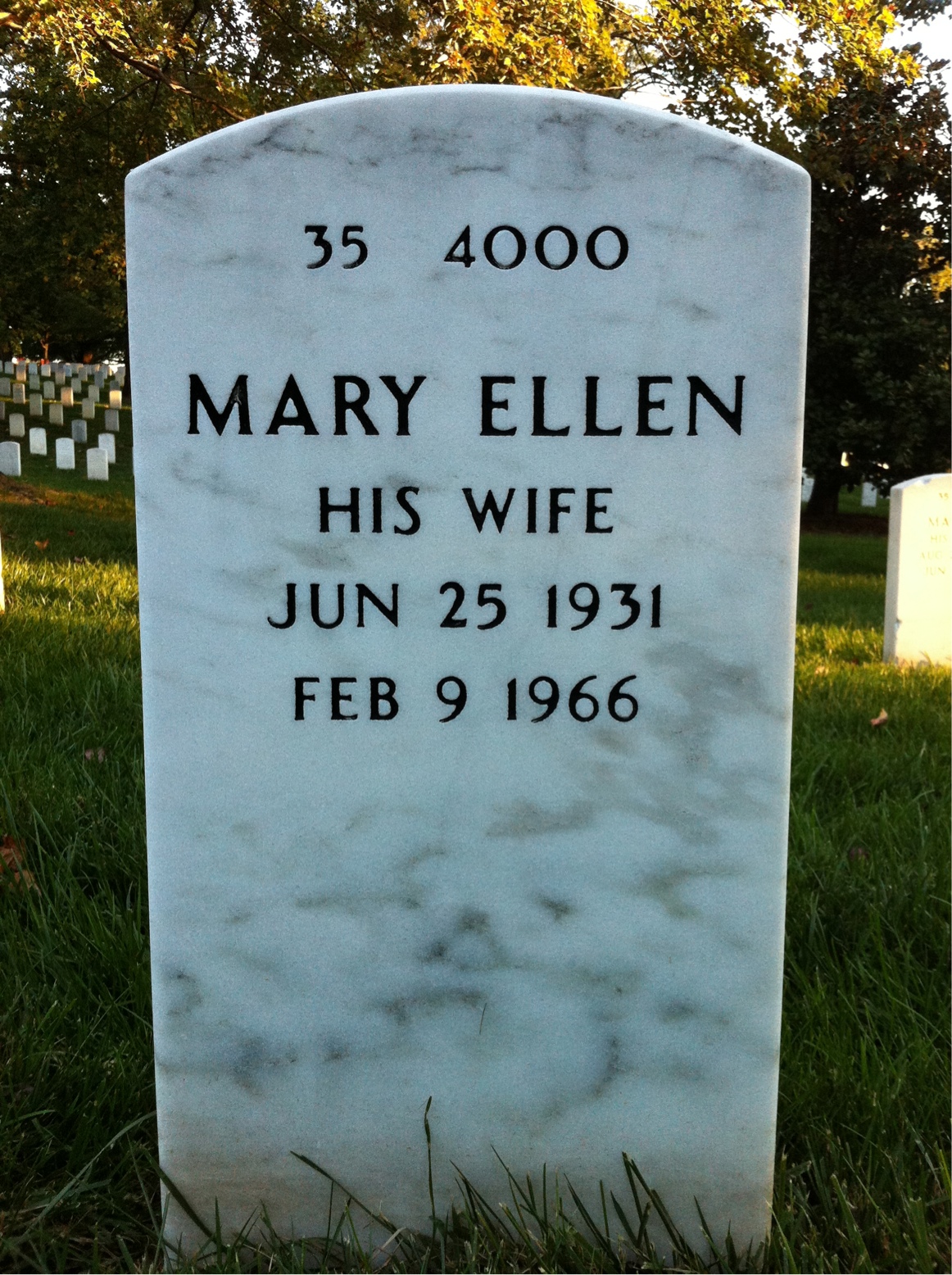 Back of headstone — Ralph Muros