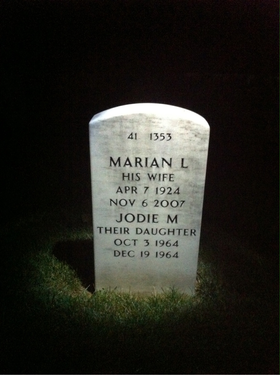 Back of headstone — Maurice Wehland