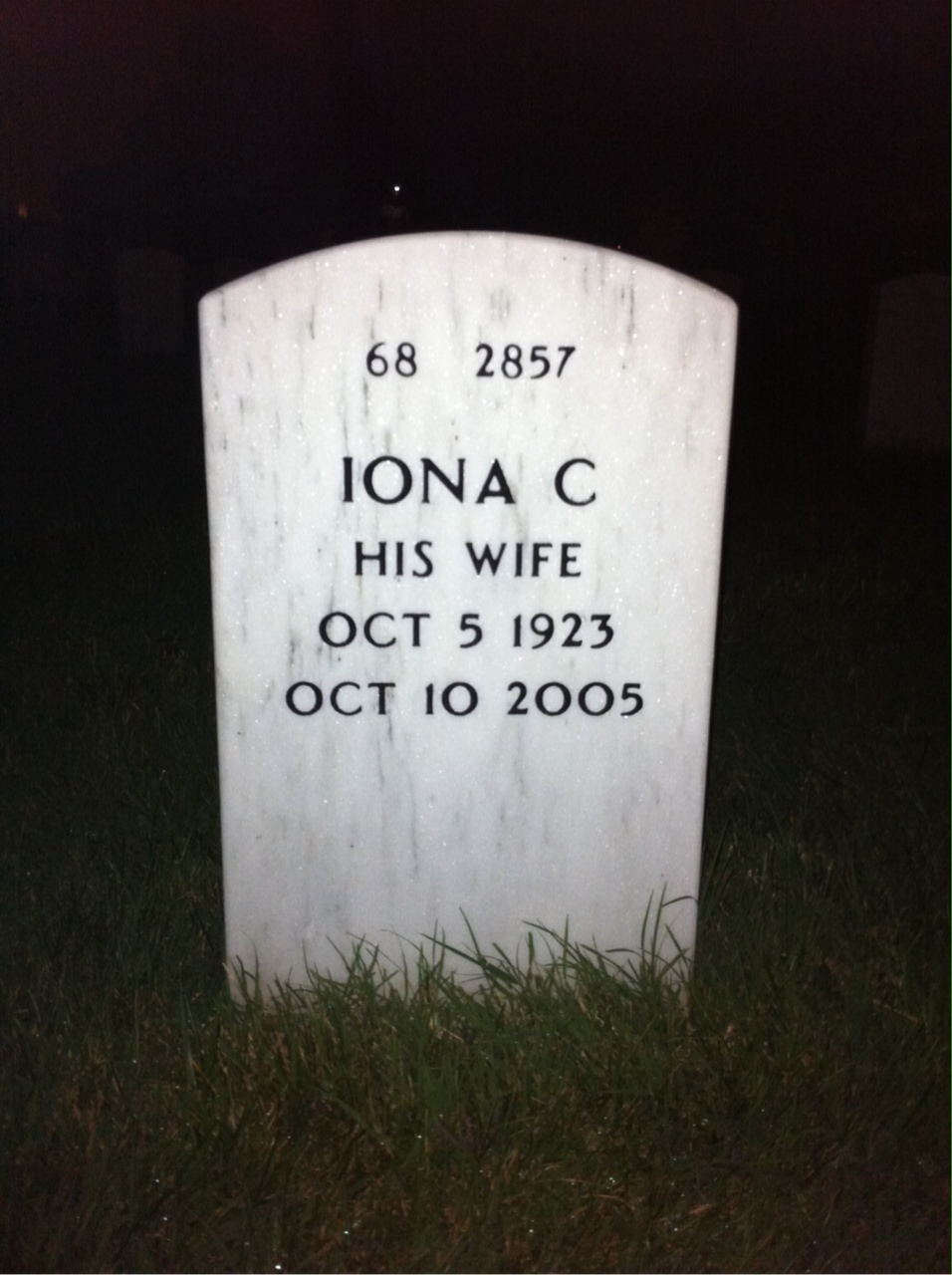 Back of headstone — Virgil Kinnamon