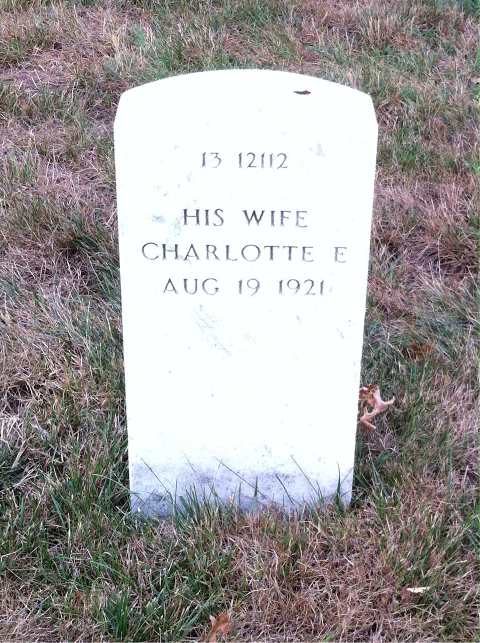 Back of headstone — Charlotte Brennan