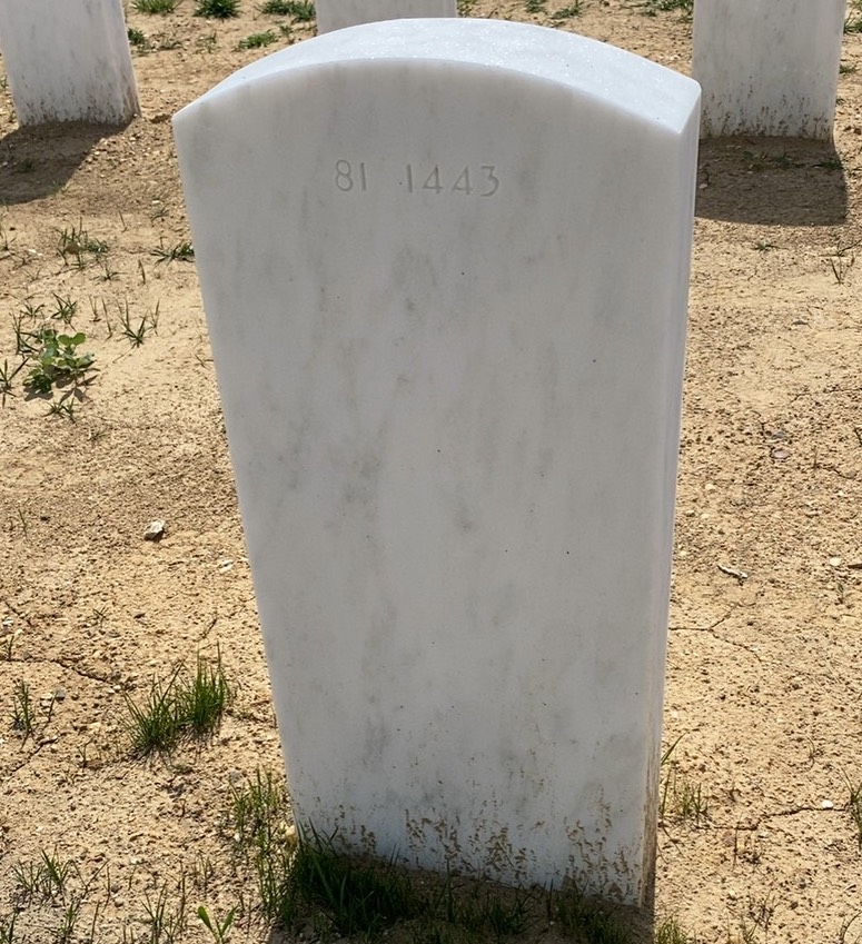 Back of headstone — George Mustakas