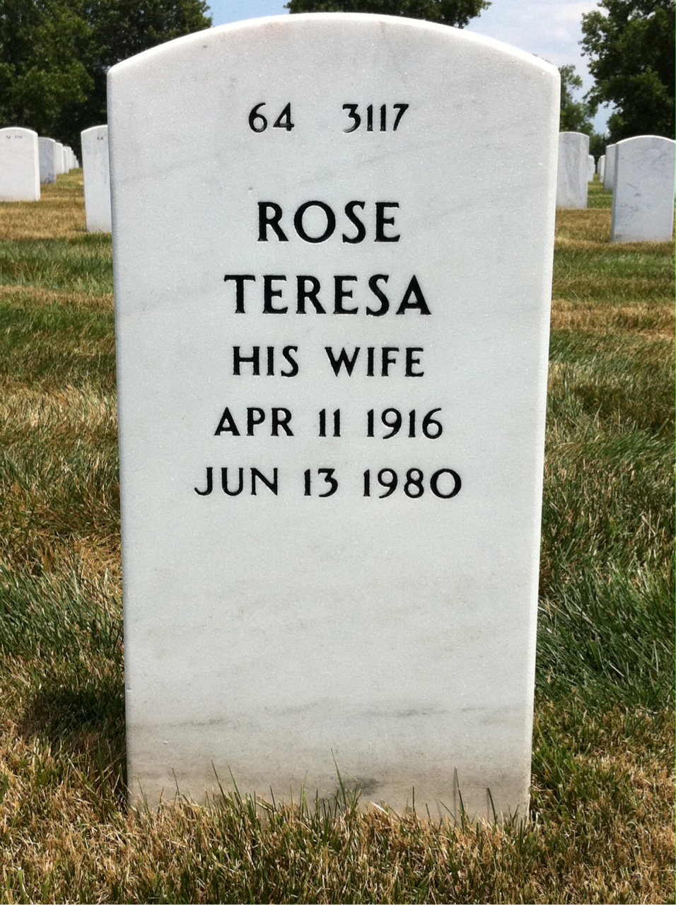 Back of headstone — Robert Arant