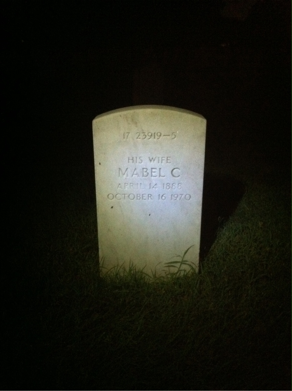 Back of headstone — James Mitchell