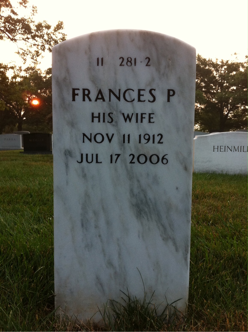 Back of headstone — Austin Myer