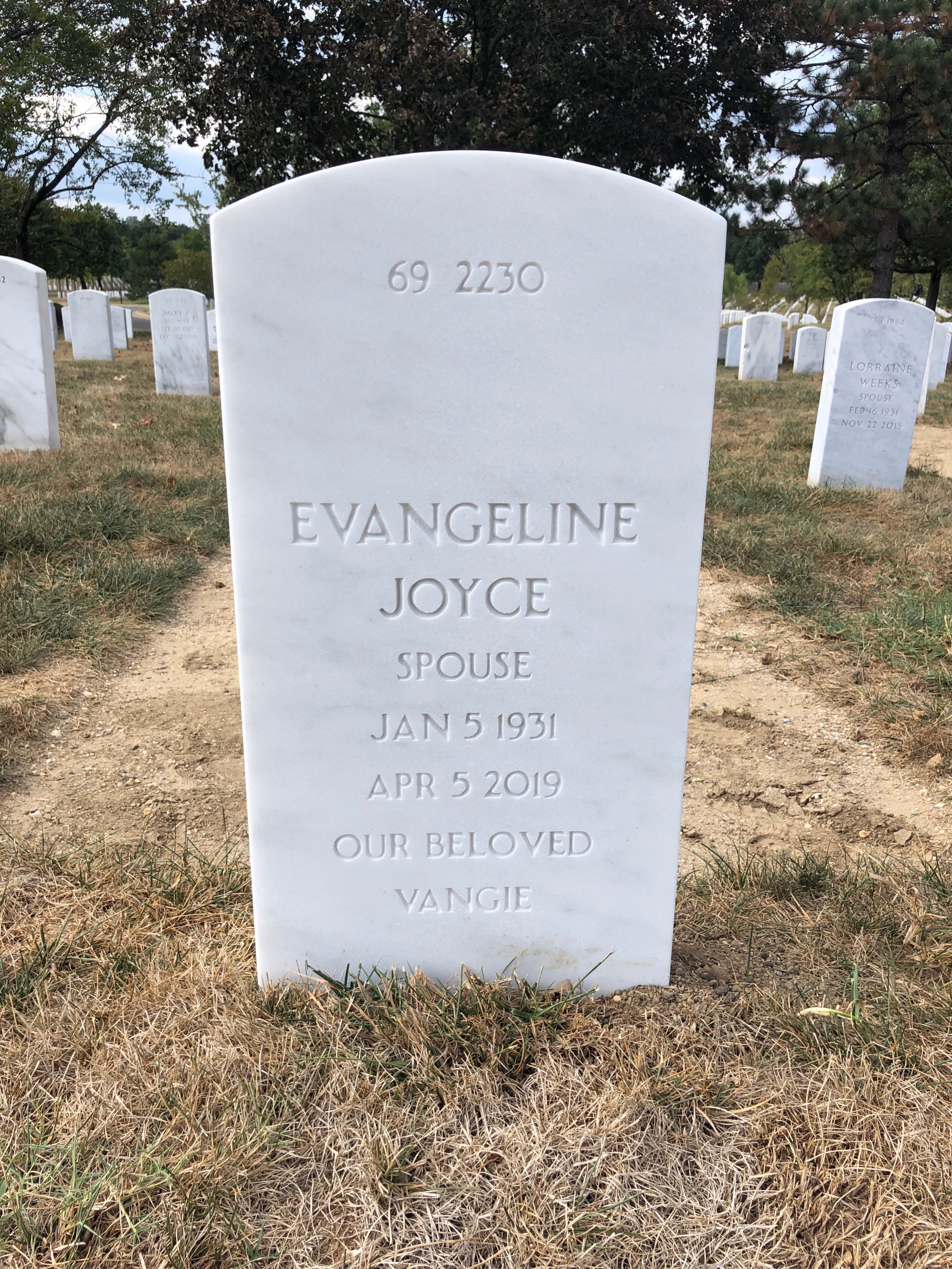Back of headstone — Eugene Evans