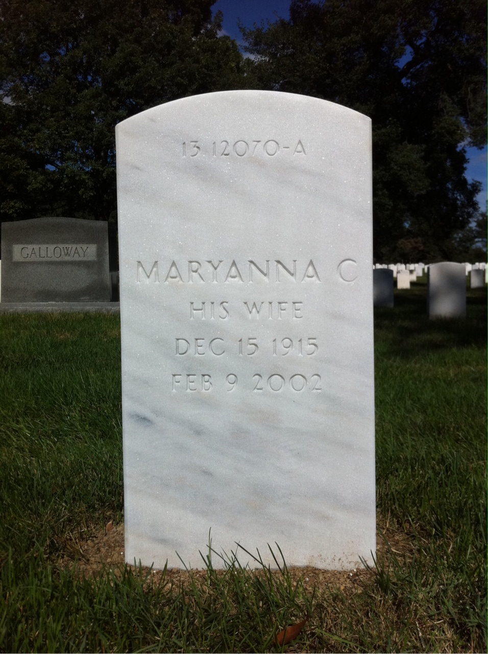 Back of headstone — William Contole